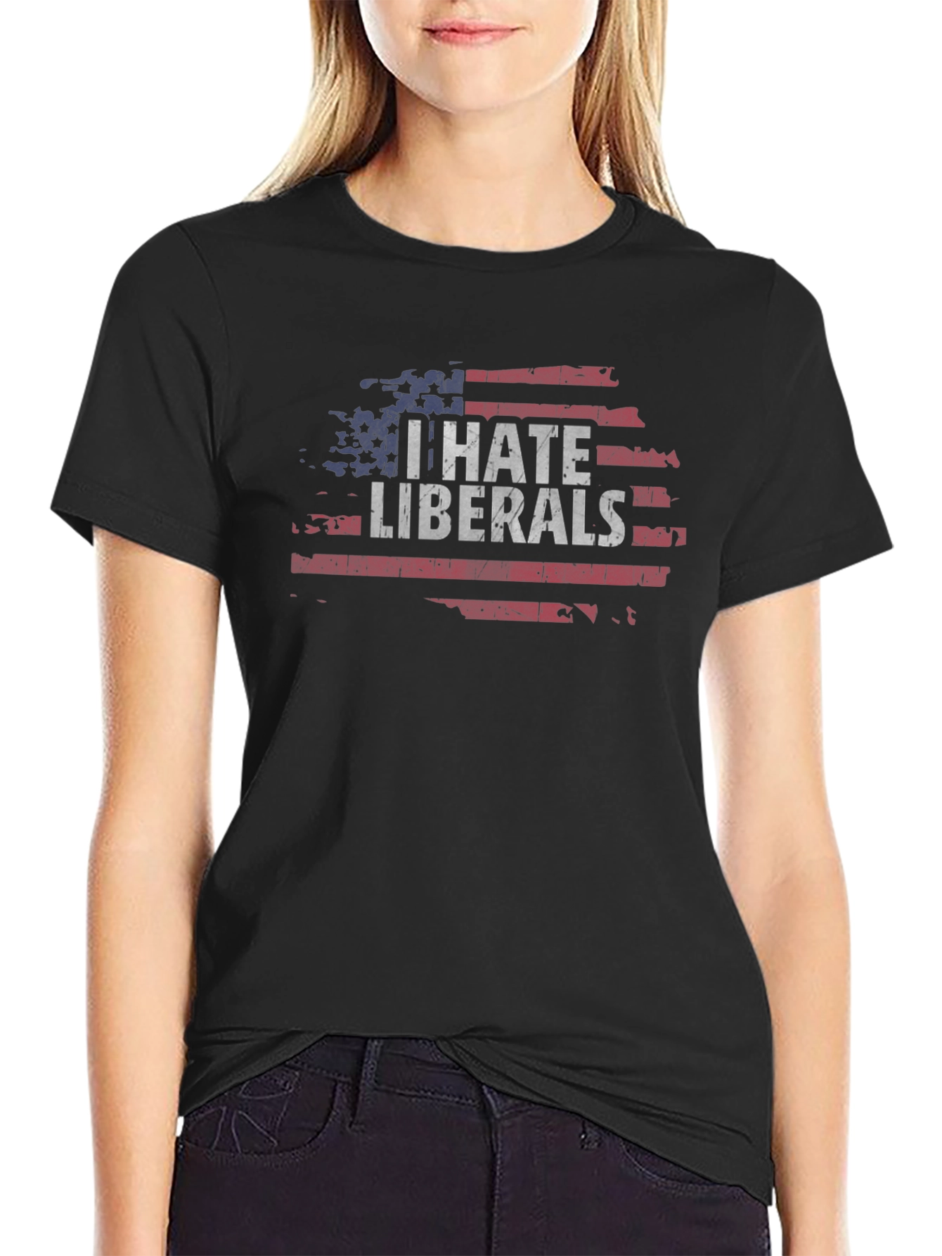 I Hate Liberals Flag Tee