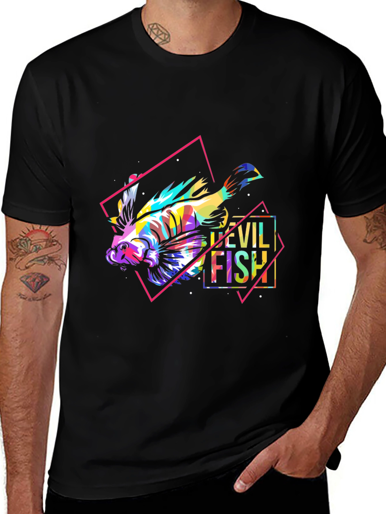 Evil Fish Graphic Tee - Mens Black T-Shirt