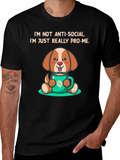 Anti-Social Pro-Me Dog Graphic T-Shirt
