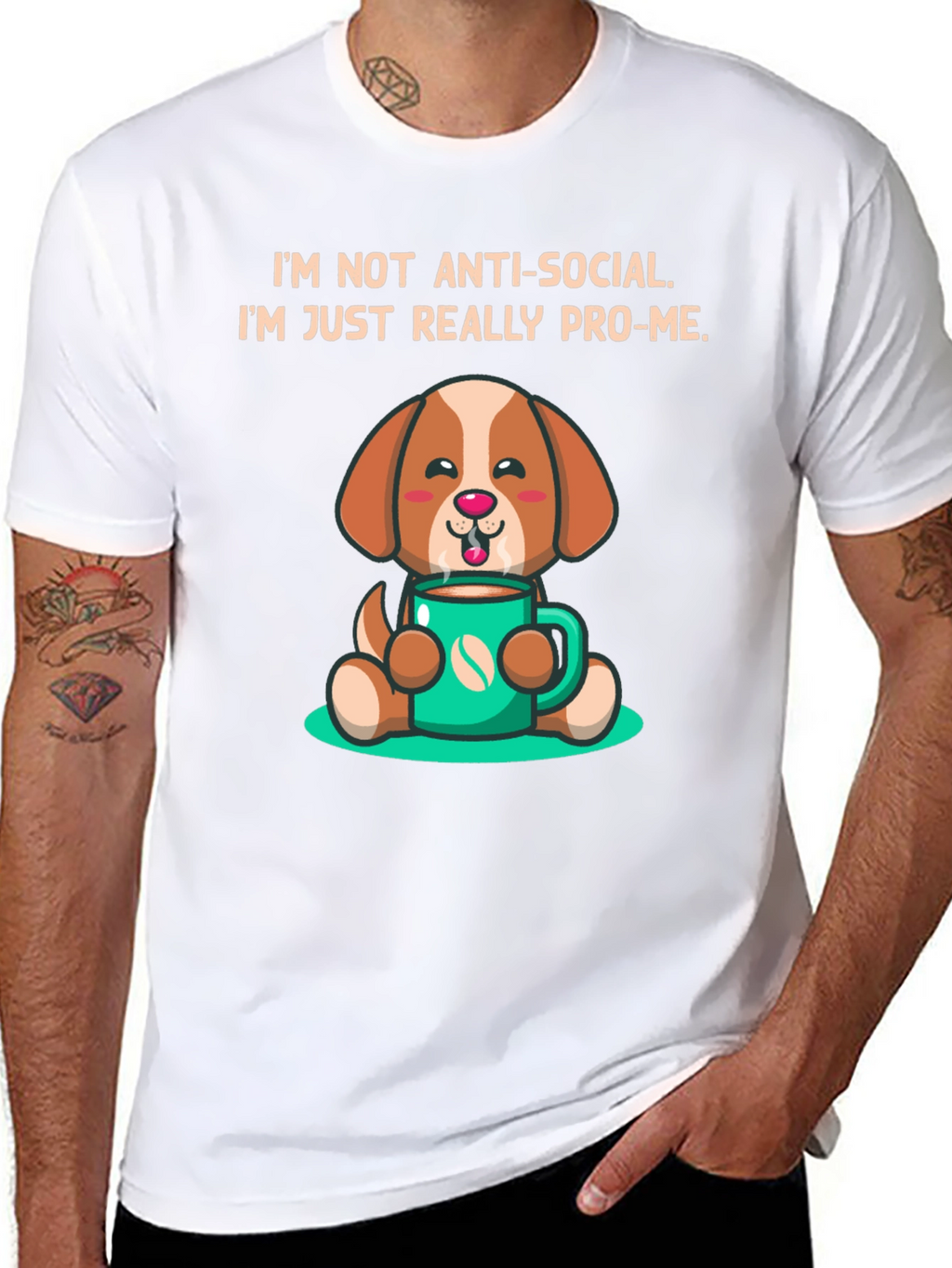 Anti-Social Pro-Me Dog Graphic T-Shirt