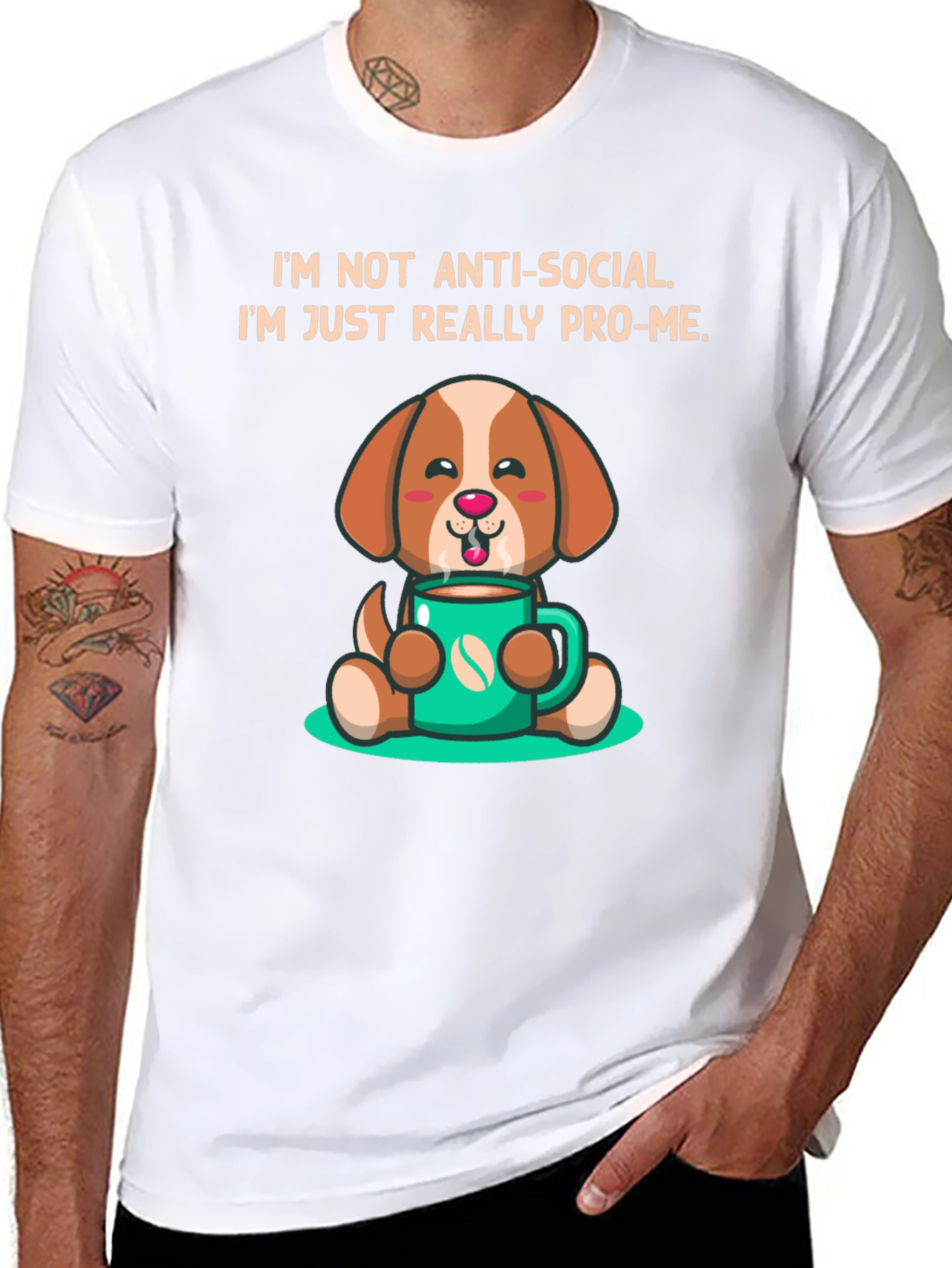 Anti-Social Pro-Me Dog Graphic T-Shirt
