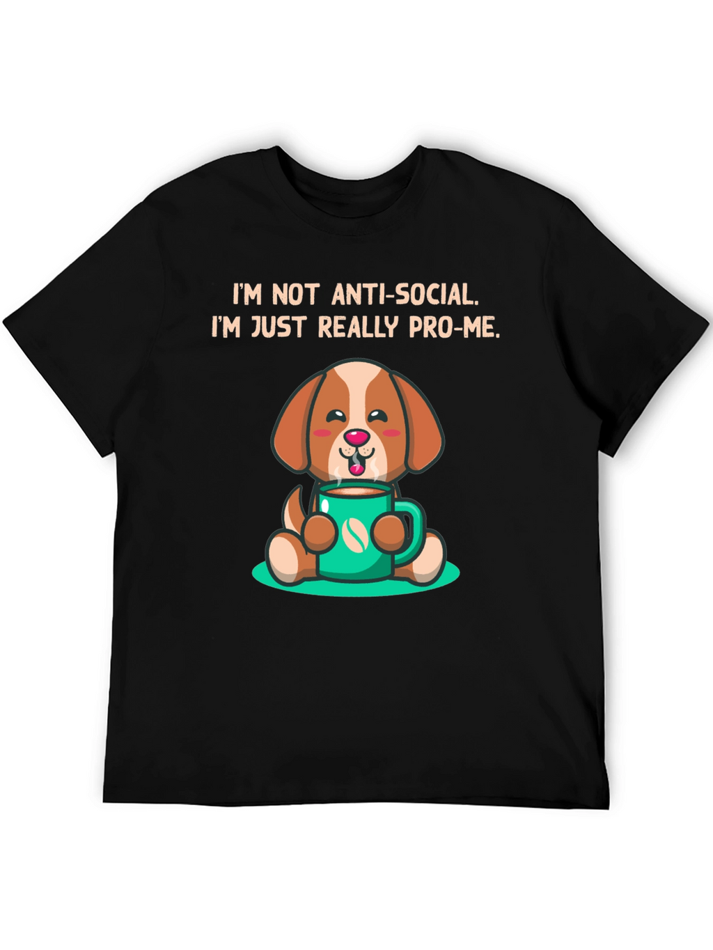 Anti-Social Pro-Me Dog Graphic T-Shirt
