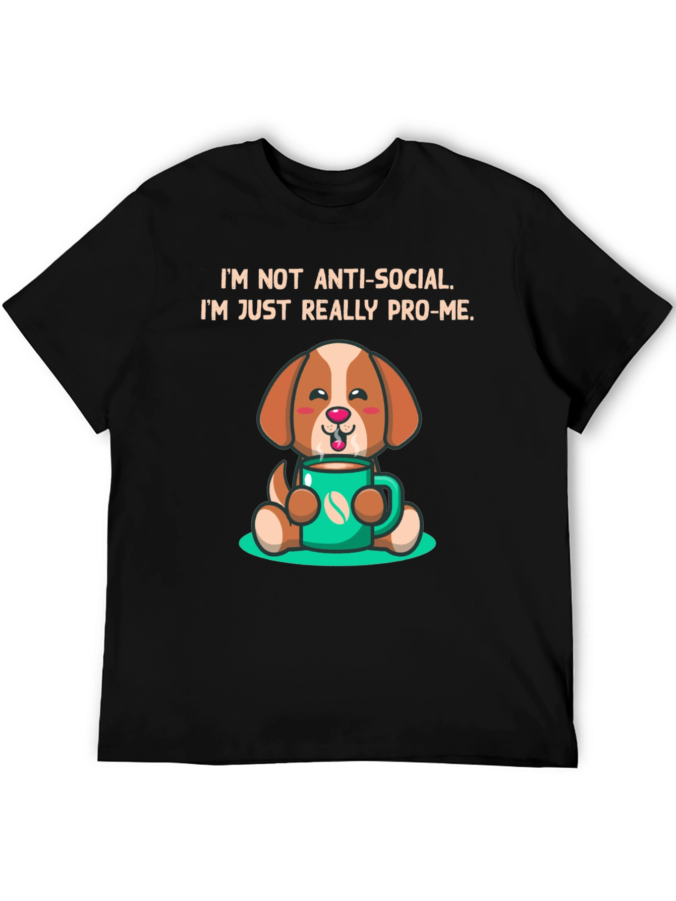 Anti-Social Pro-Me Dog Graphic T-Shirt