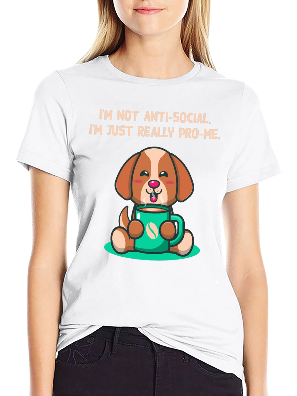 Anti-Social Pro-Me Dog Graphic T-Shirt