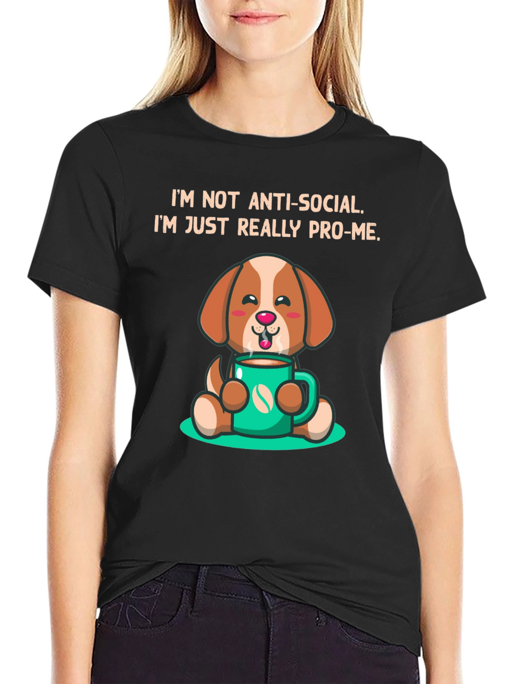 Anti-Social Pro-Me Dog Graphic T-Shirt