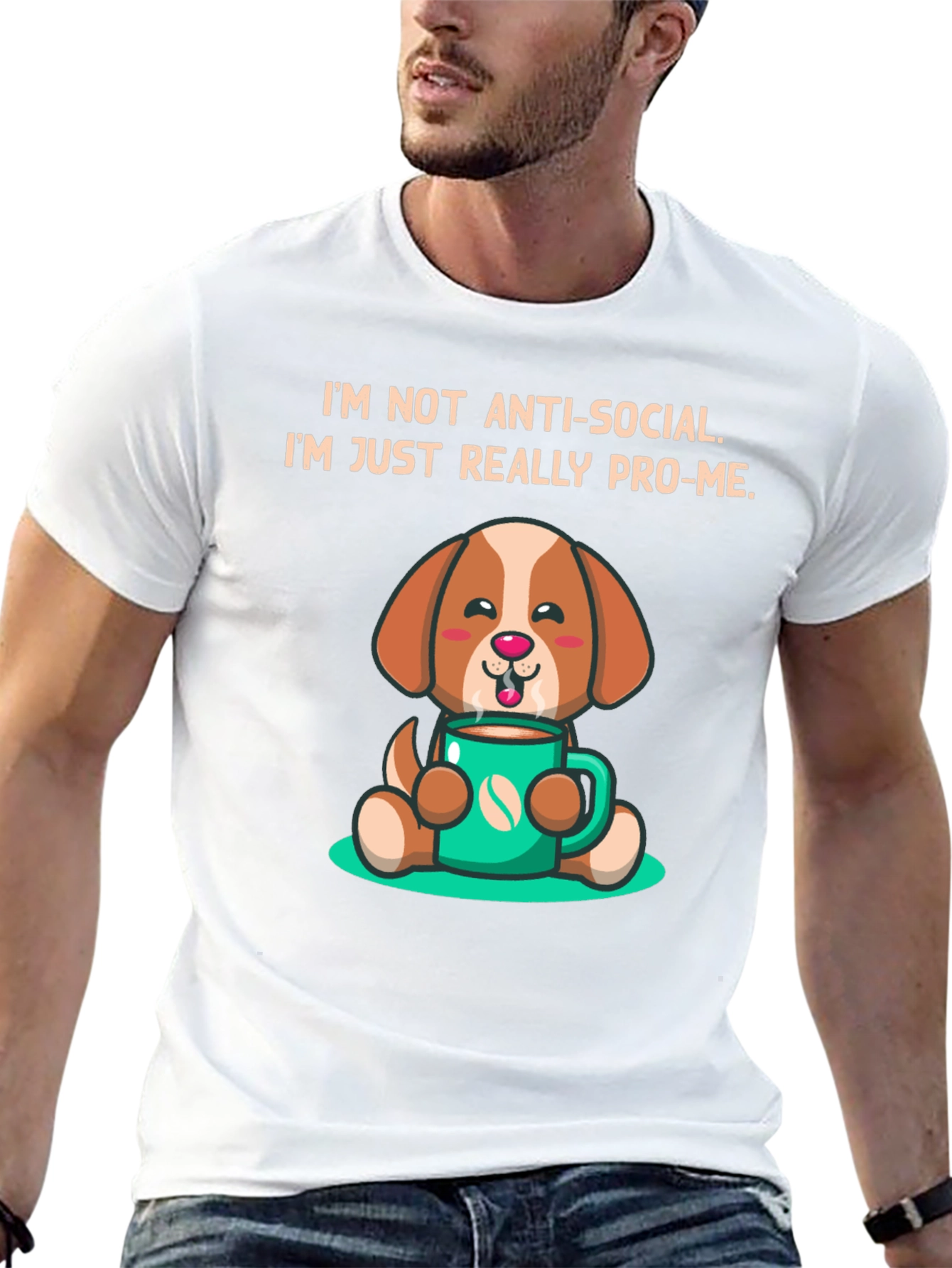 Anti-Social Pro-Me Dog Graphic T-Shirt
