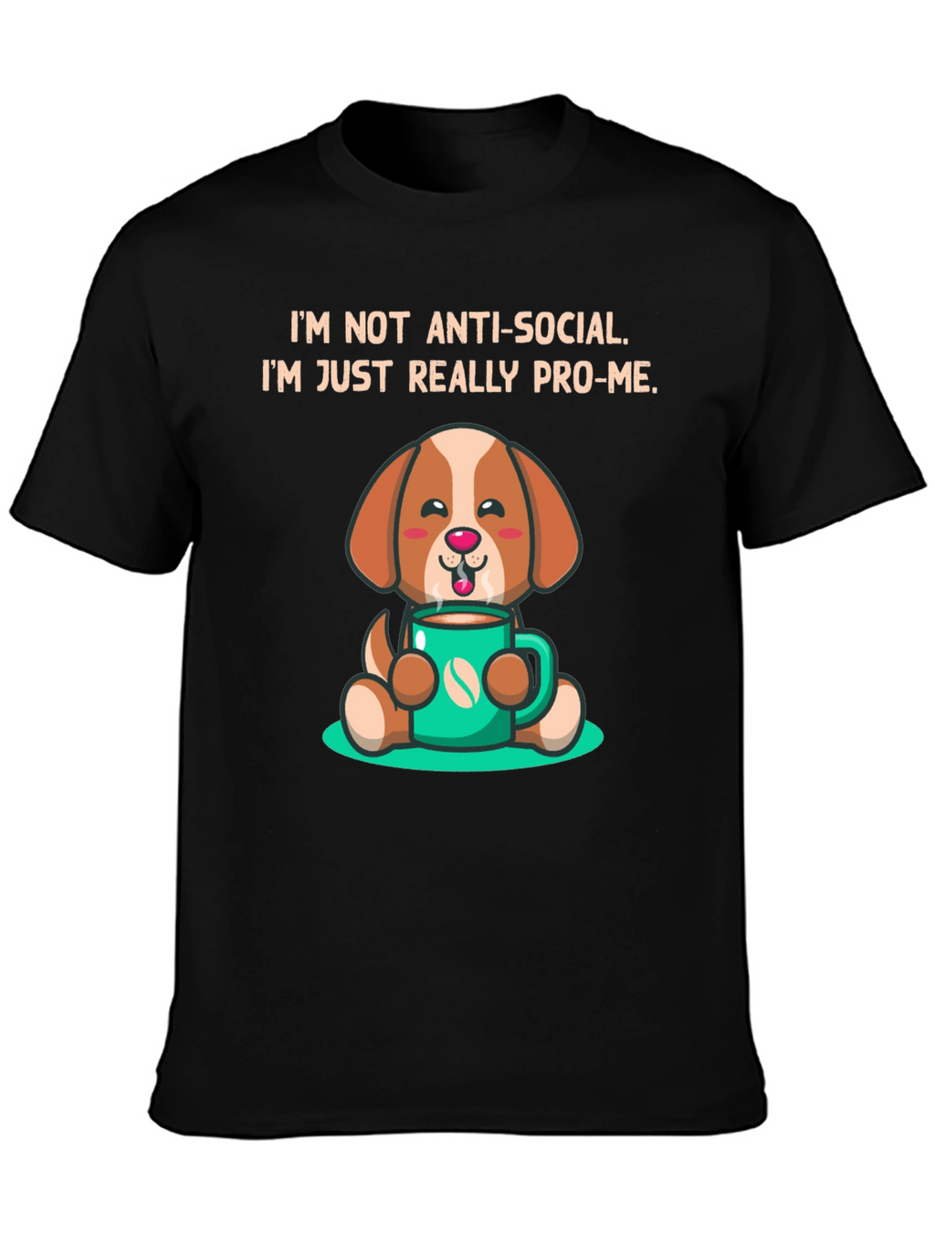 Anti-Social Pro-Me Dog Graphic T-Shirt