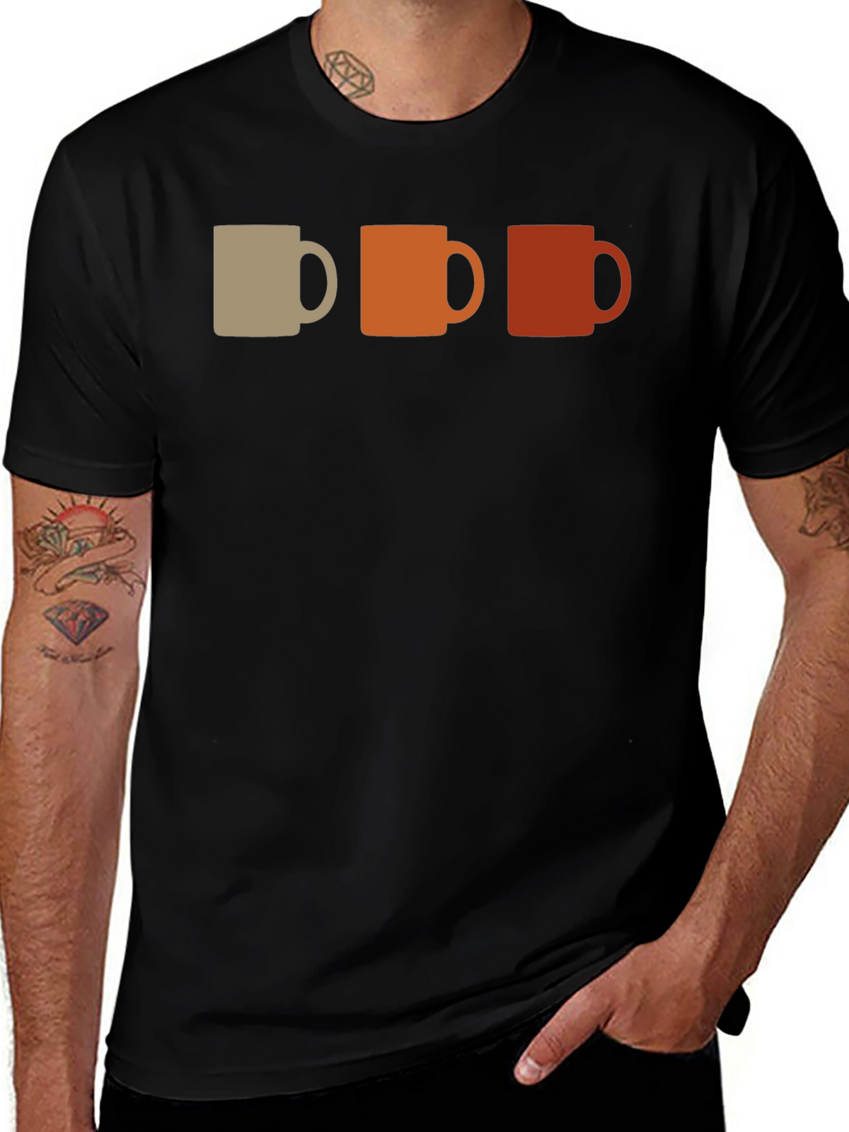 Retro Coffee Mug Graphic Tee - Black