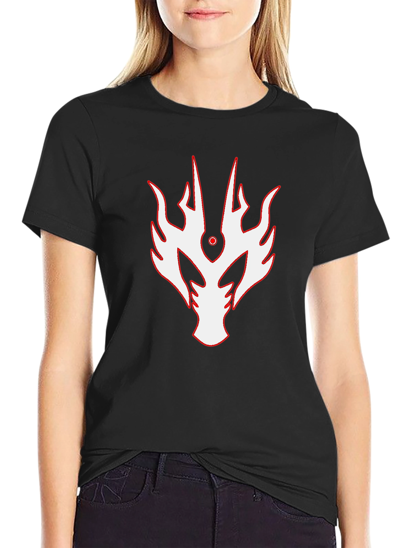 Dragon Crest Graphic Tee - Black Cotton Blend Shirt