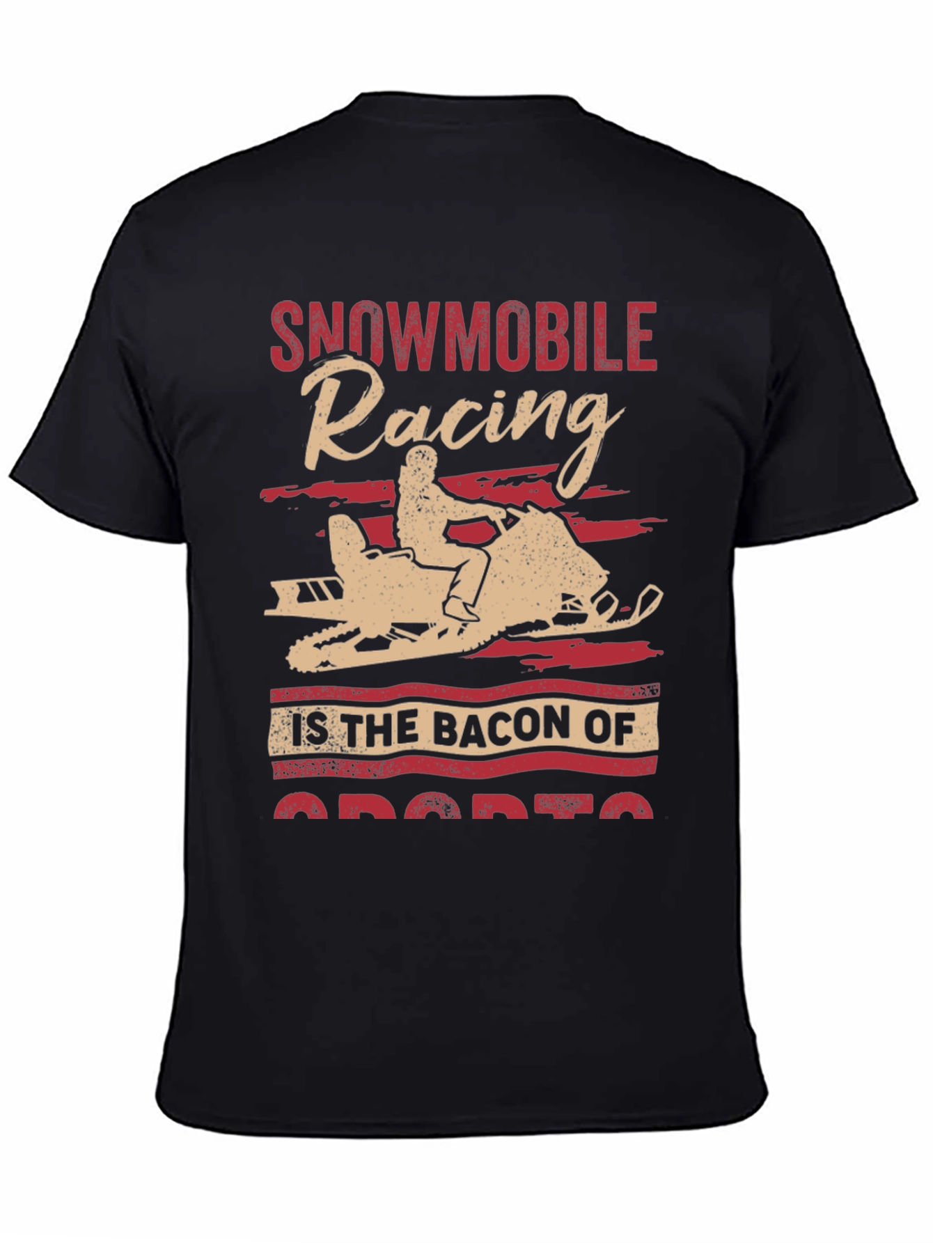 Snowmobile Racing Bacon of Sports Graphic Tee