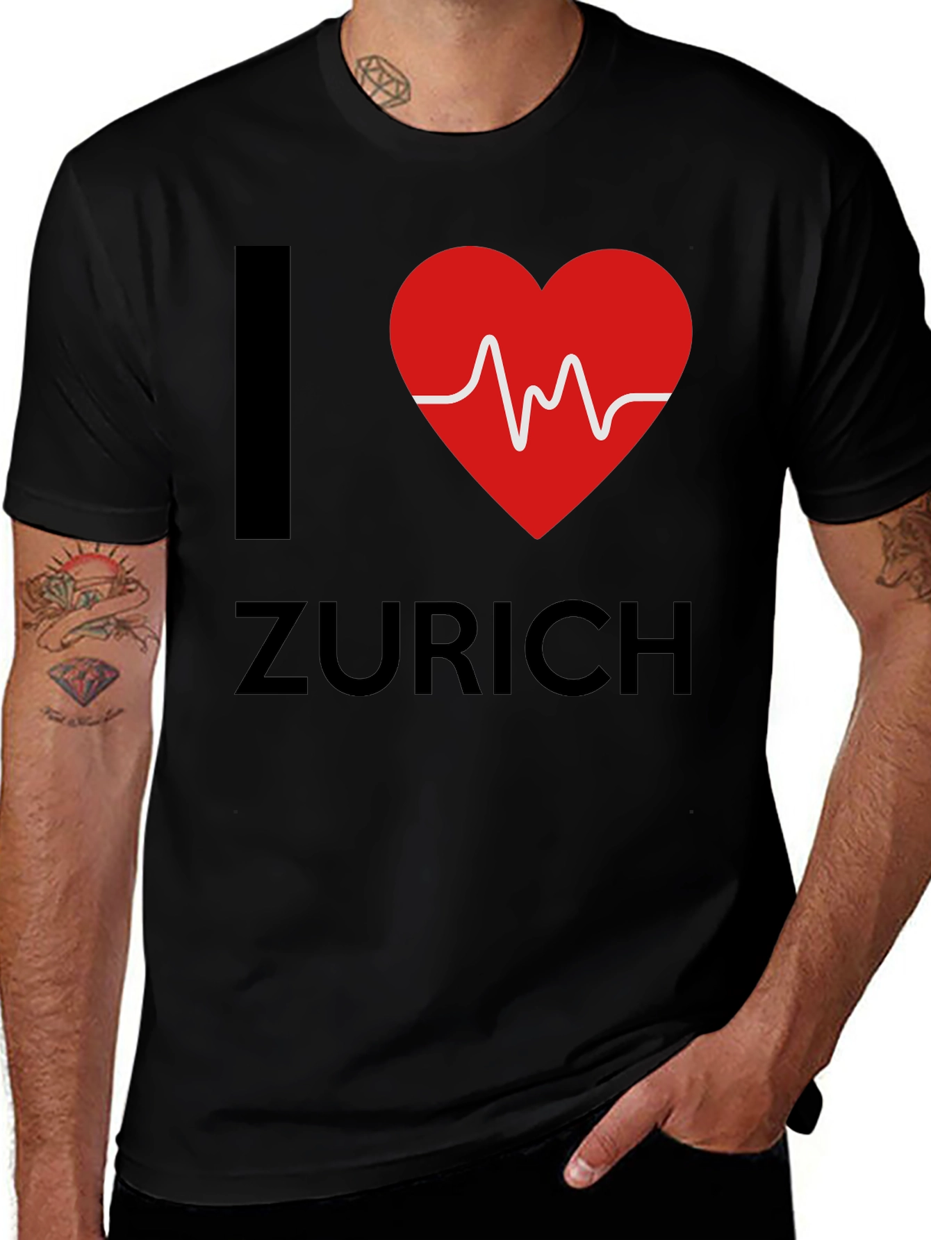 I Heart Zurich Tee - Stylish Black Cotton T-Shirt