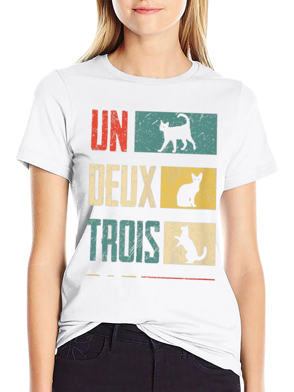 Retro French Cat Lover T-Shirt - UN DEUX TROIS