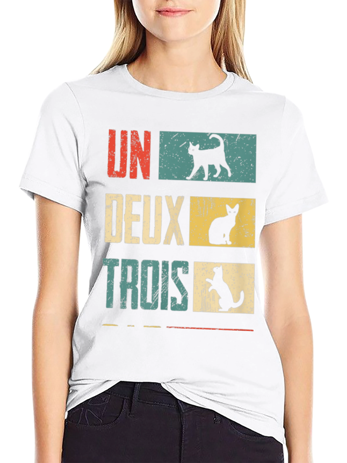 Retro French Cat Lover T-Shirt - UN DEUX TROIS