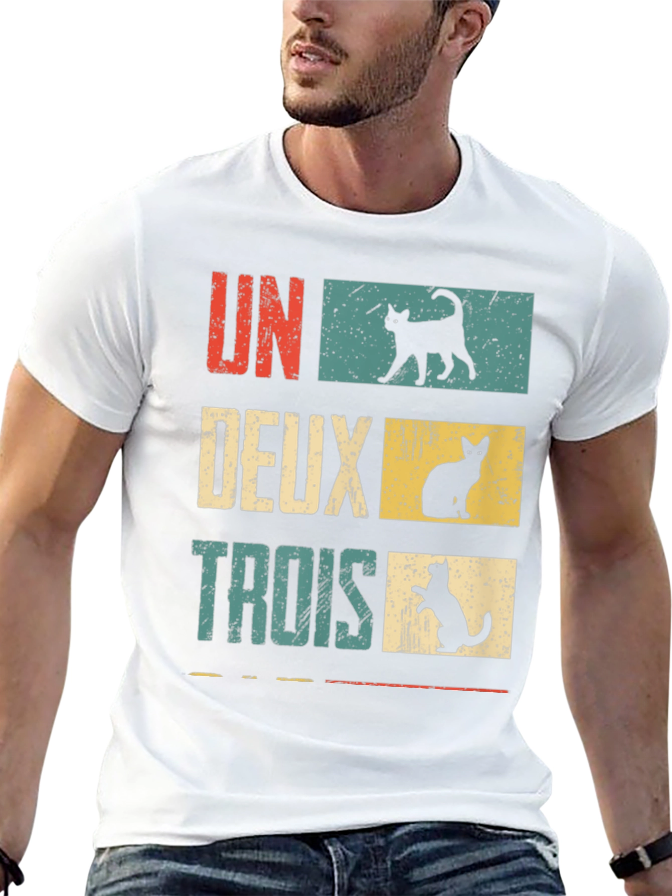Retro French Cat Lover T-Shirt - UN DEUX TROIS