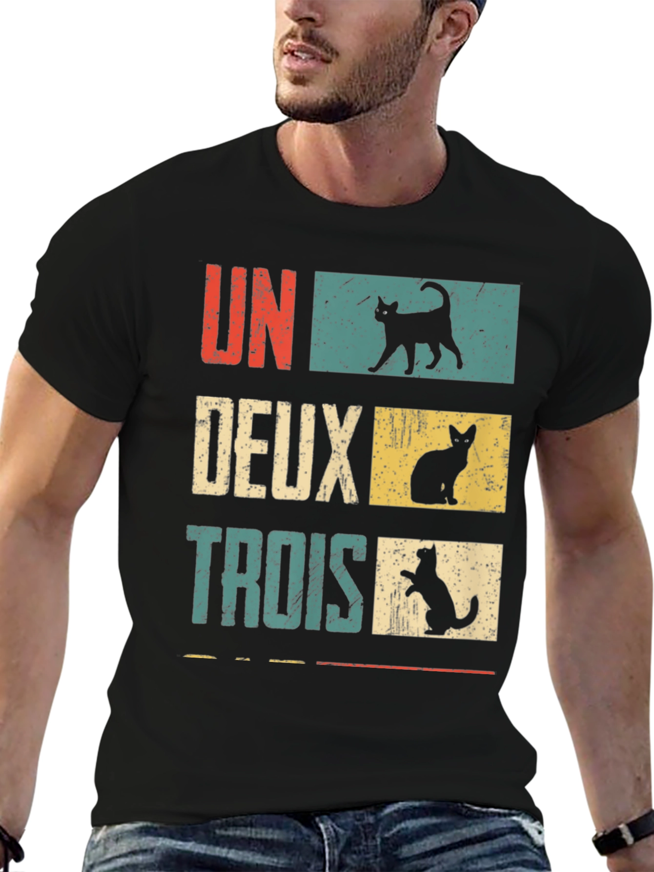 Retro French Cat Lover T-Shirt - UN DEUX TROIS