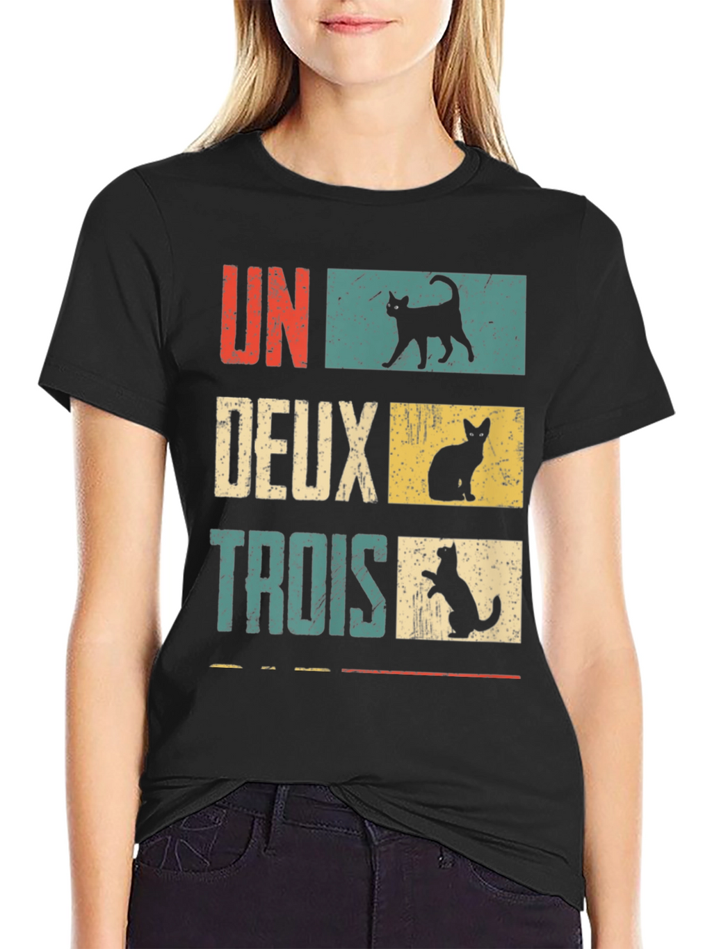Retro French Cat Lover T-Shirt - UN DEUX TROIS