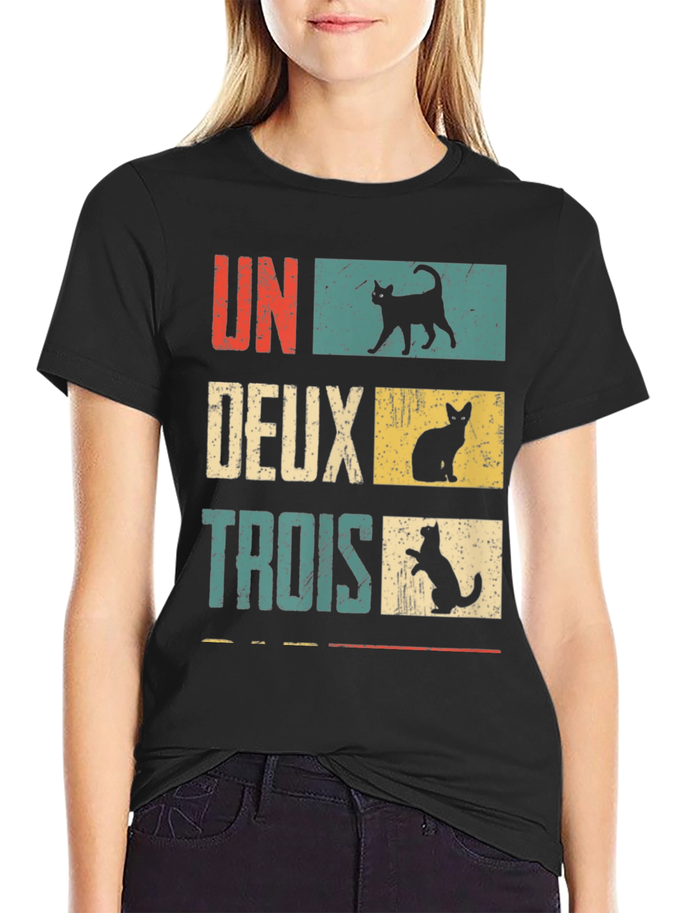 Retro French Cat Lover T-Shirt - UN DEUX TROIS