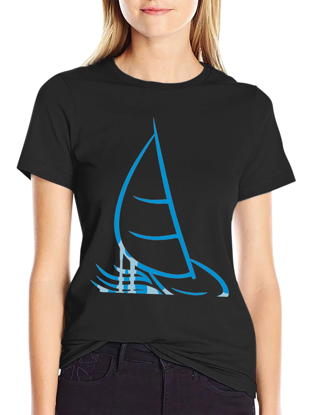 Sailing Graphic Tee - Black Cotton T-Shirt
