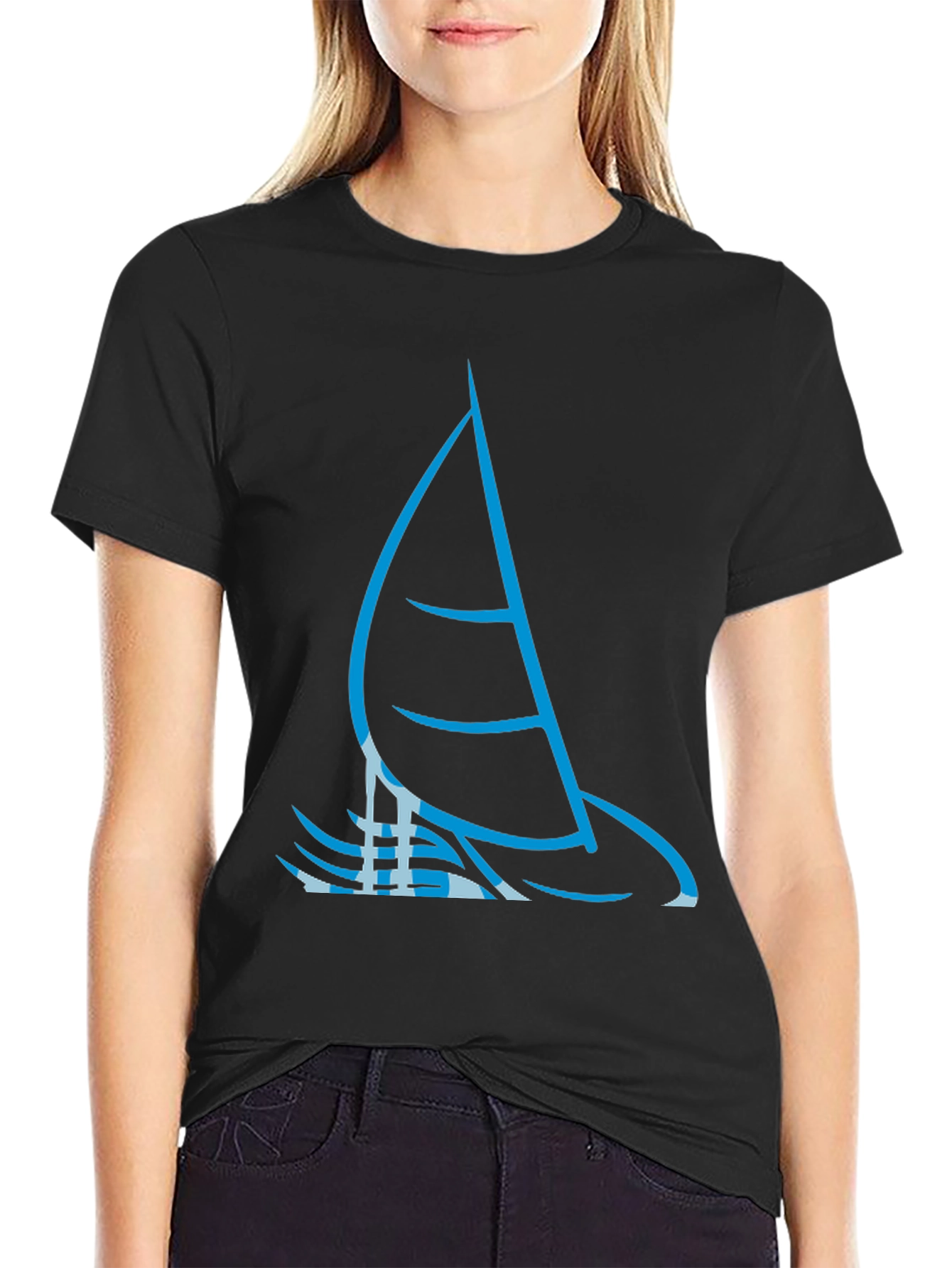 Sailing Graphic Tee - Black Cotton T-Shirt
