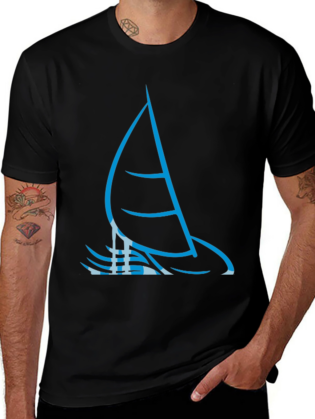 Sailing Graphic Tee - Black Cotton T-Shirt