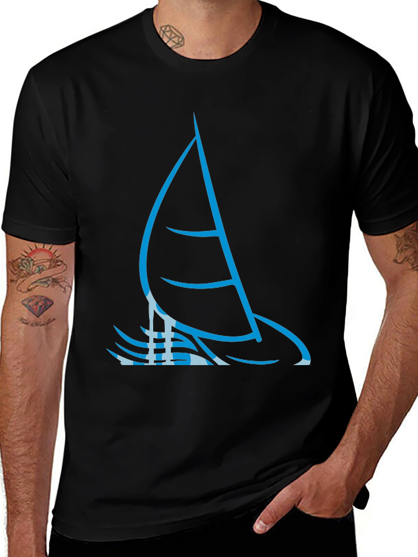 Sailing Graphic Tee - Black Cotton T-Shirt