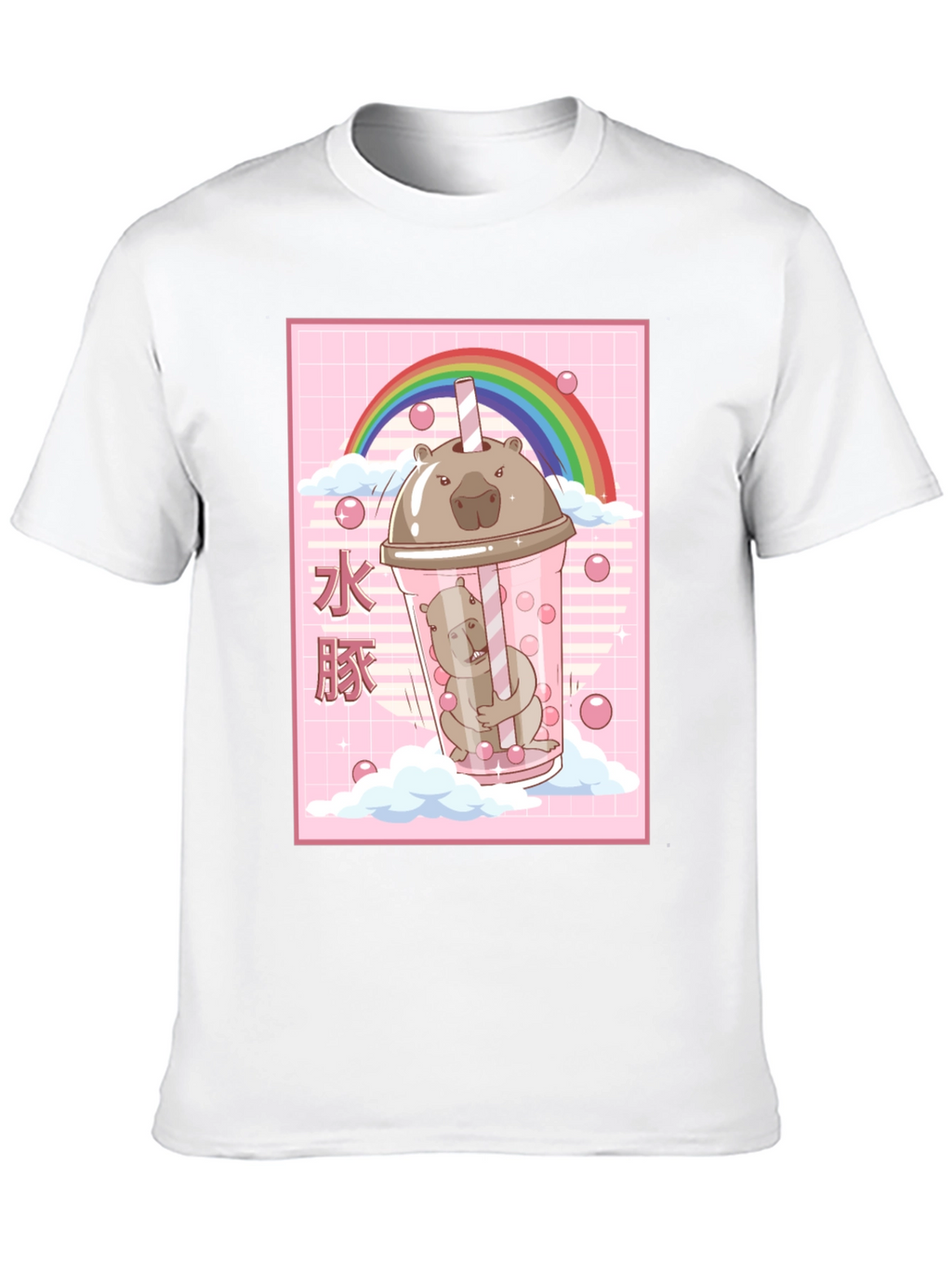 Kawaii Wombat Bubble Tea Black T-Shirt