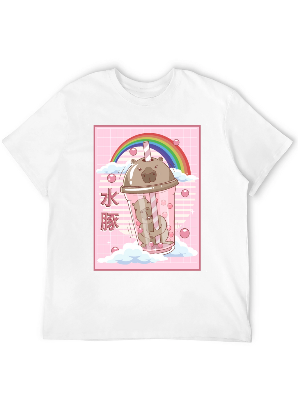 Kawaii Wombat Bubble Tea Black T-Shirt