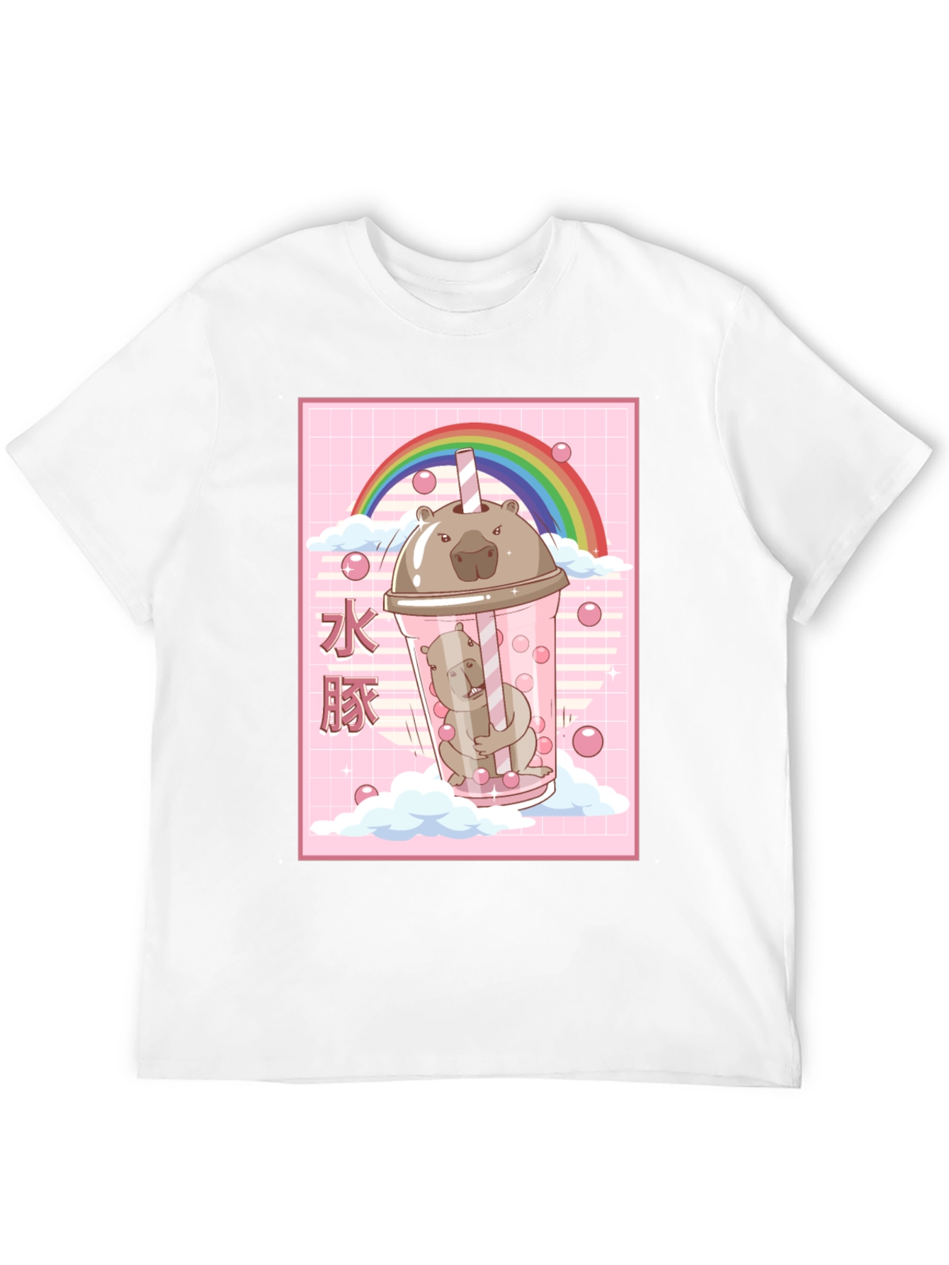 Kawaii Wombat Bubble Tea Black T-Shirt