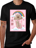 Kawaii Wombat Bubble Tea Black T-Shirt