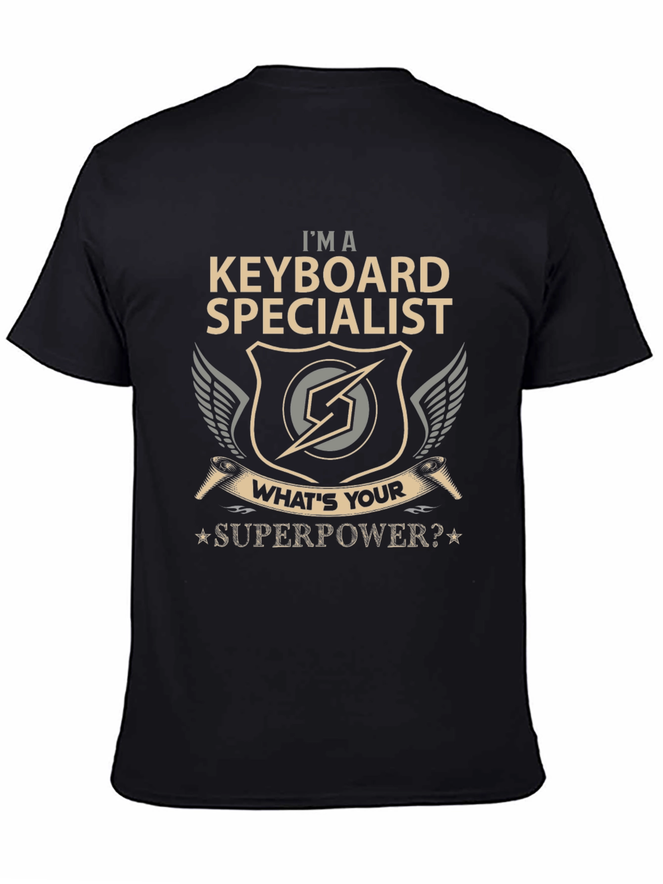 Keyboard Specialist Superpower T-Shirt - Black Cotton Tee