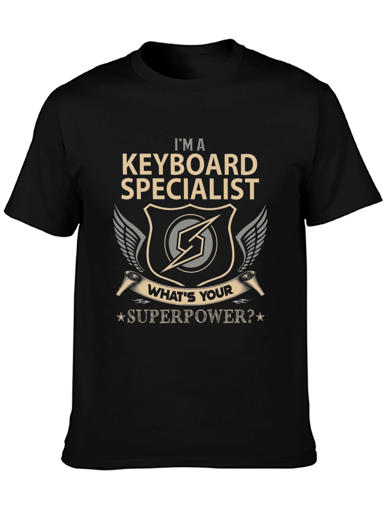 Keyboard Specialist Superpower T-Shirt - Black Cotton Tee