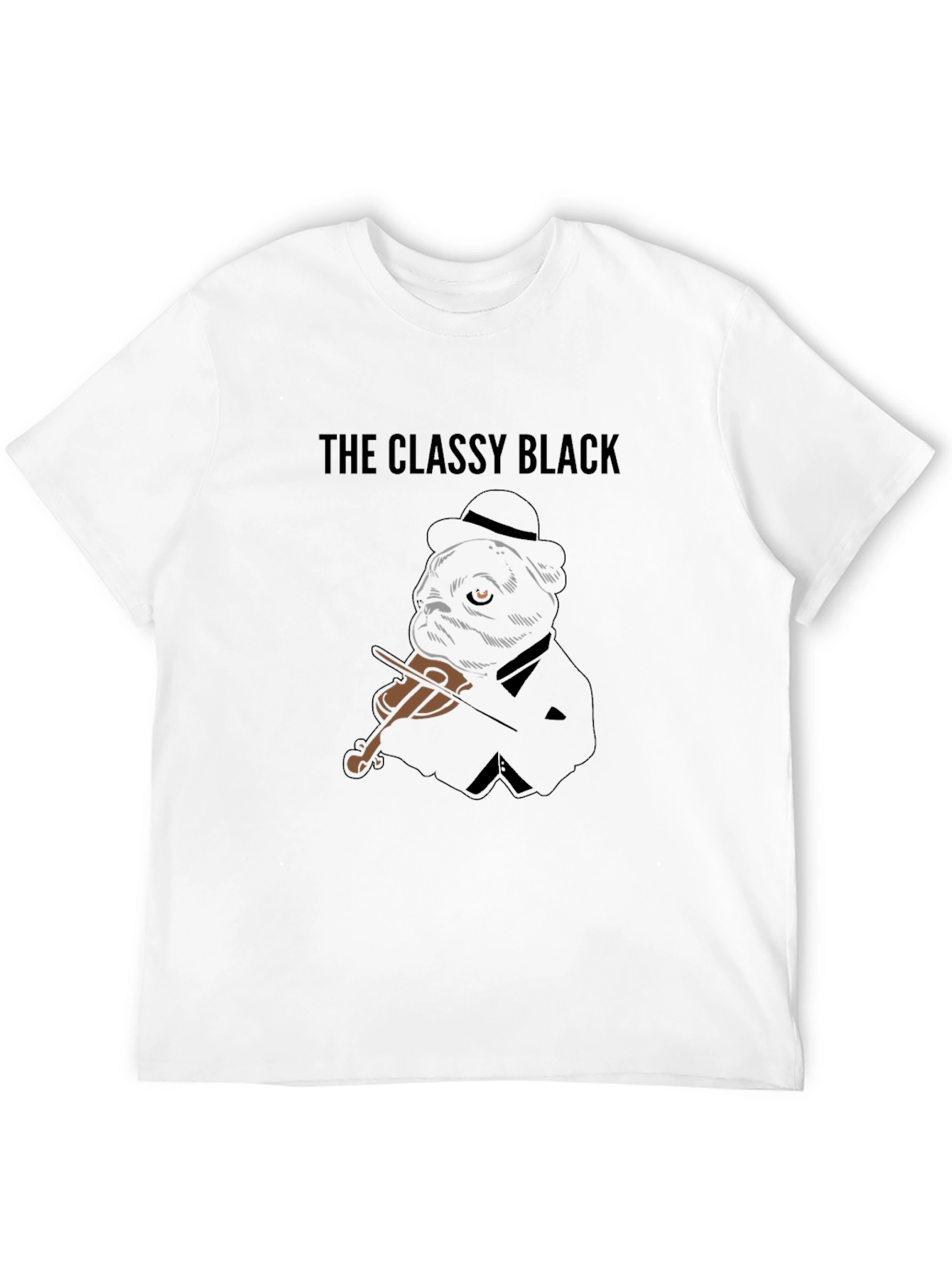 Classy Black Pug Musician Graphic Tee
