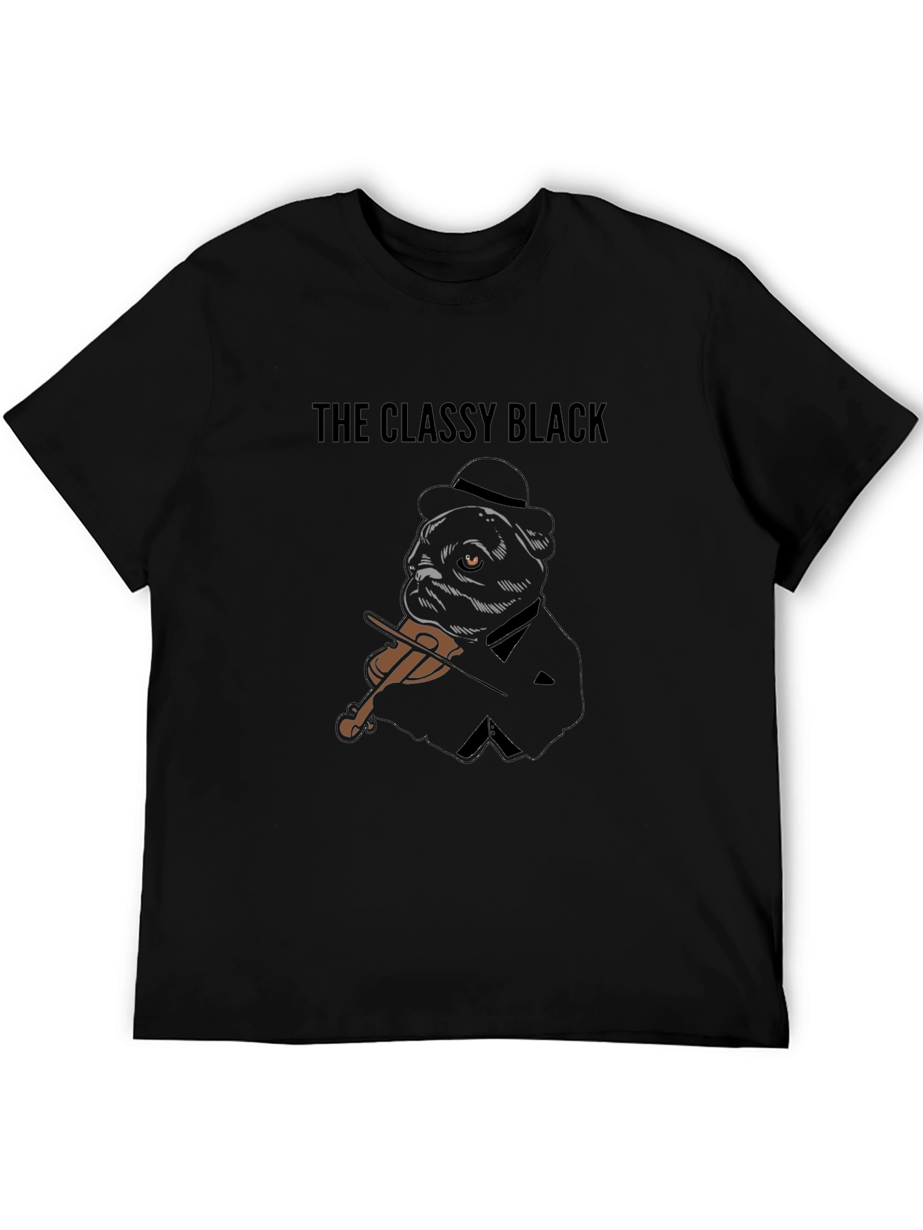 Classy Black Pug Musician Graphic Tee
