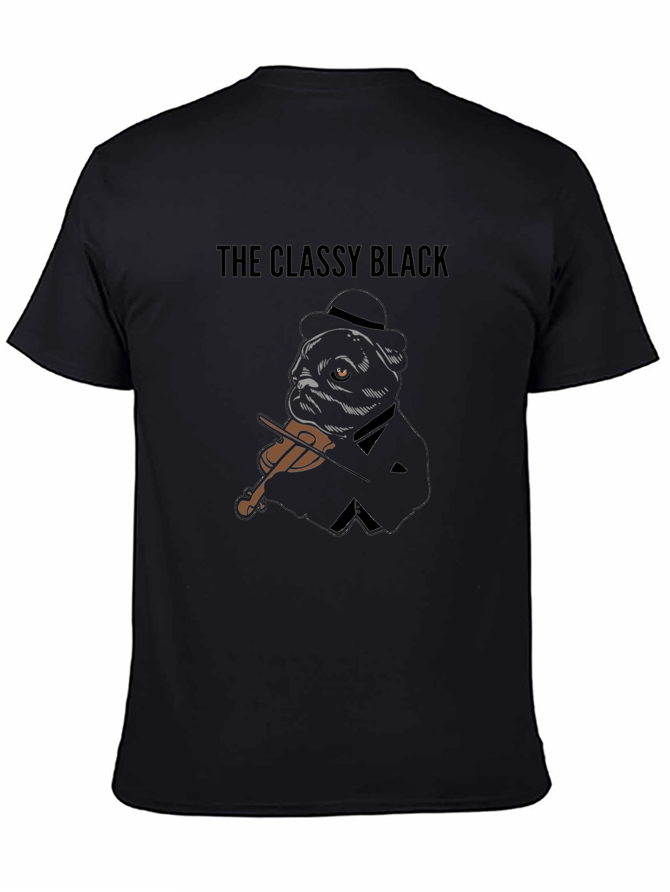 Classy Black Pug Musician Graphic Tee