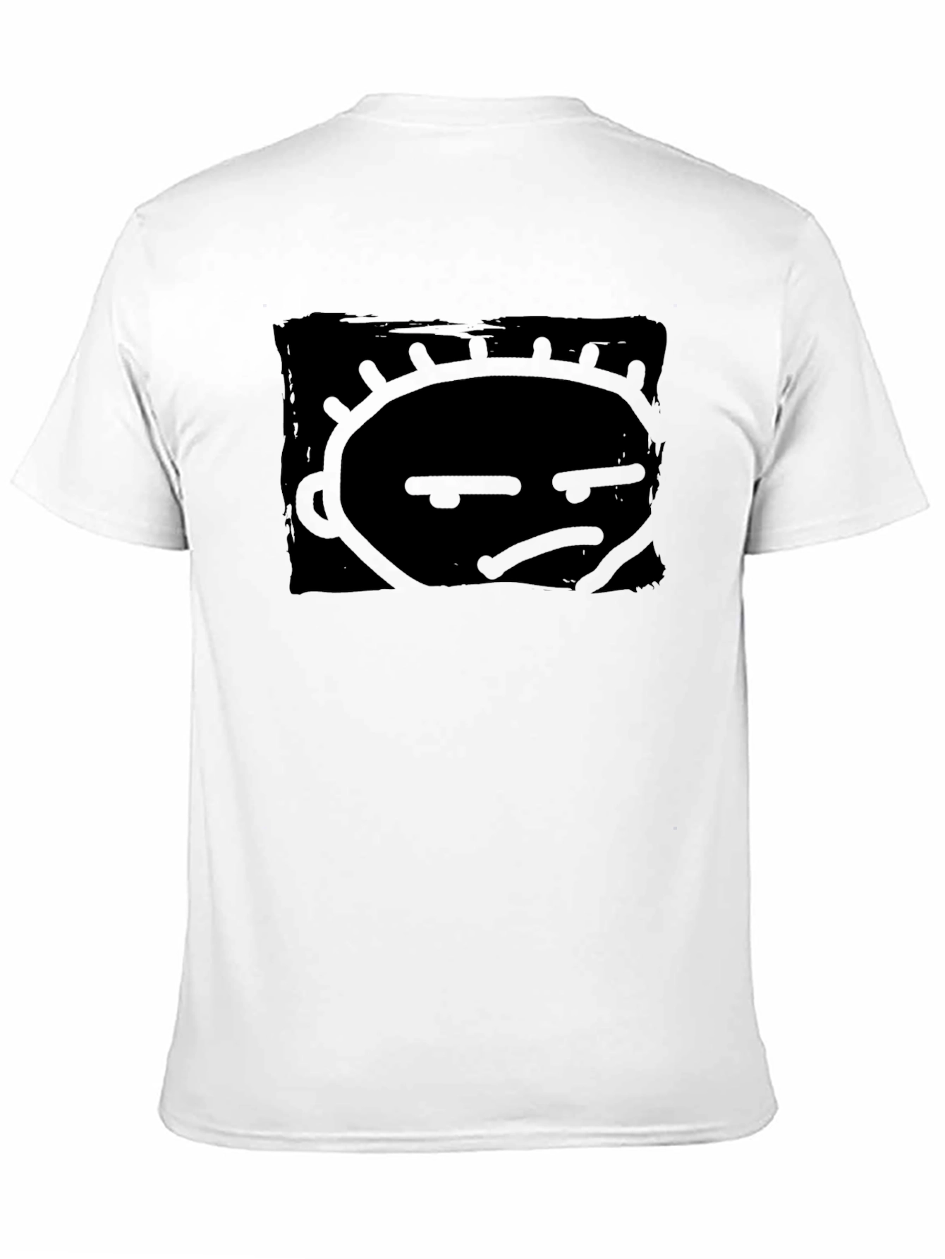 Grumpy Face Graphic Print Black T-Shirt