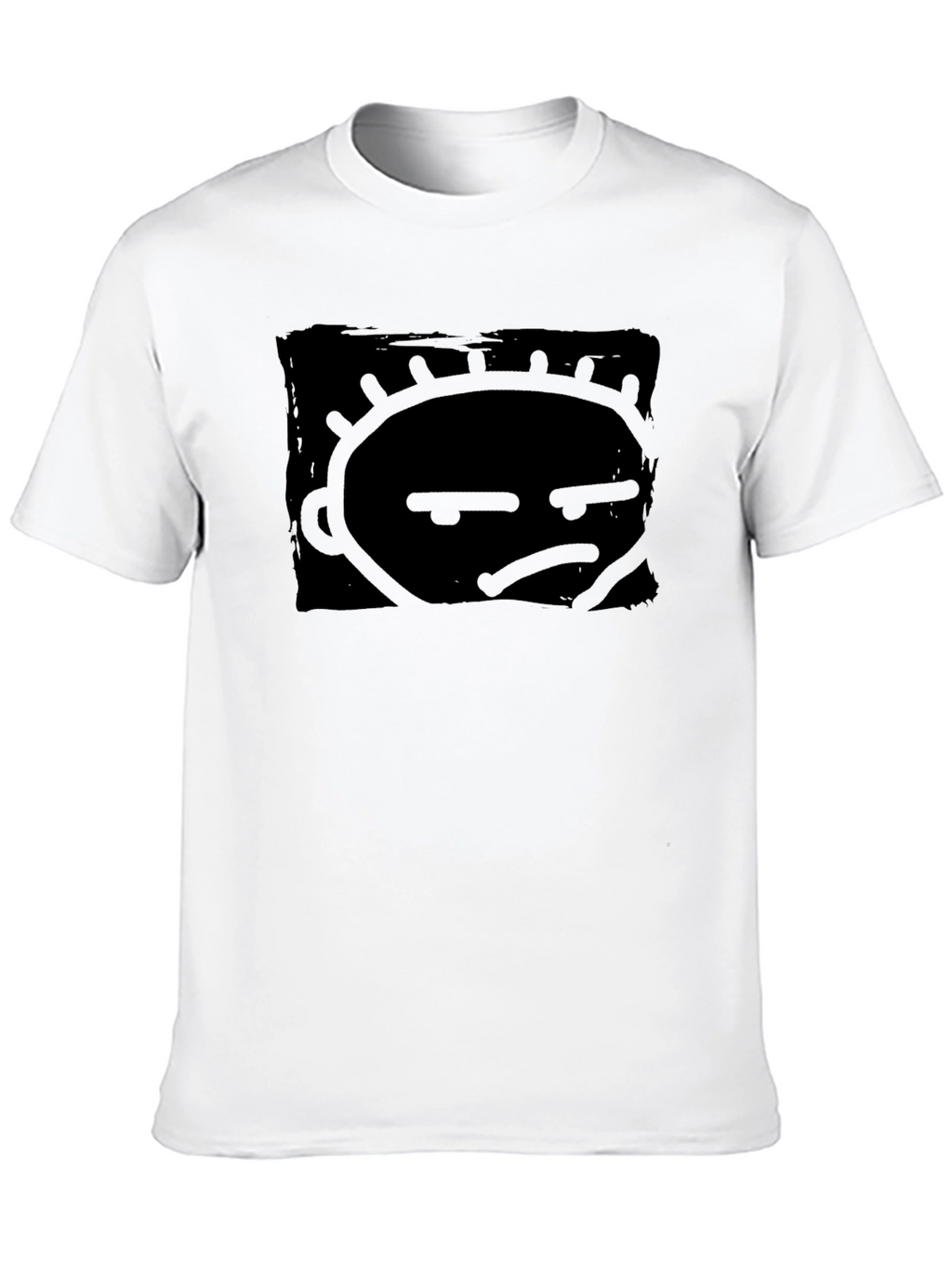 Grumpy Face Graphic Print Black T-Shirt