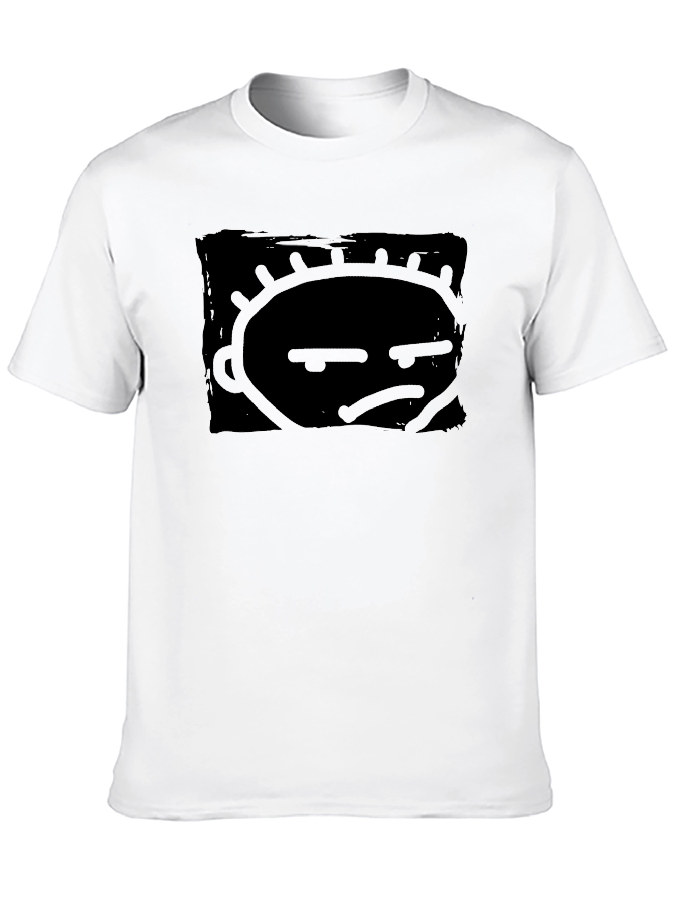 Grumpy Face Graphic Print Black T-Shirt