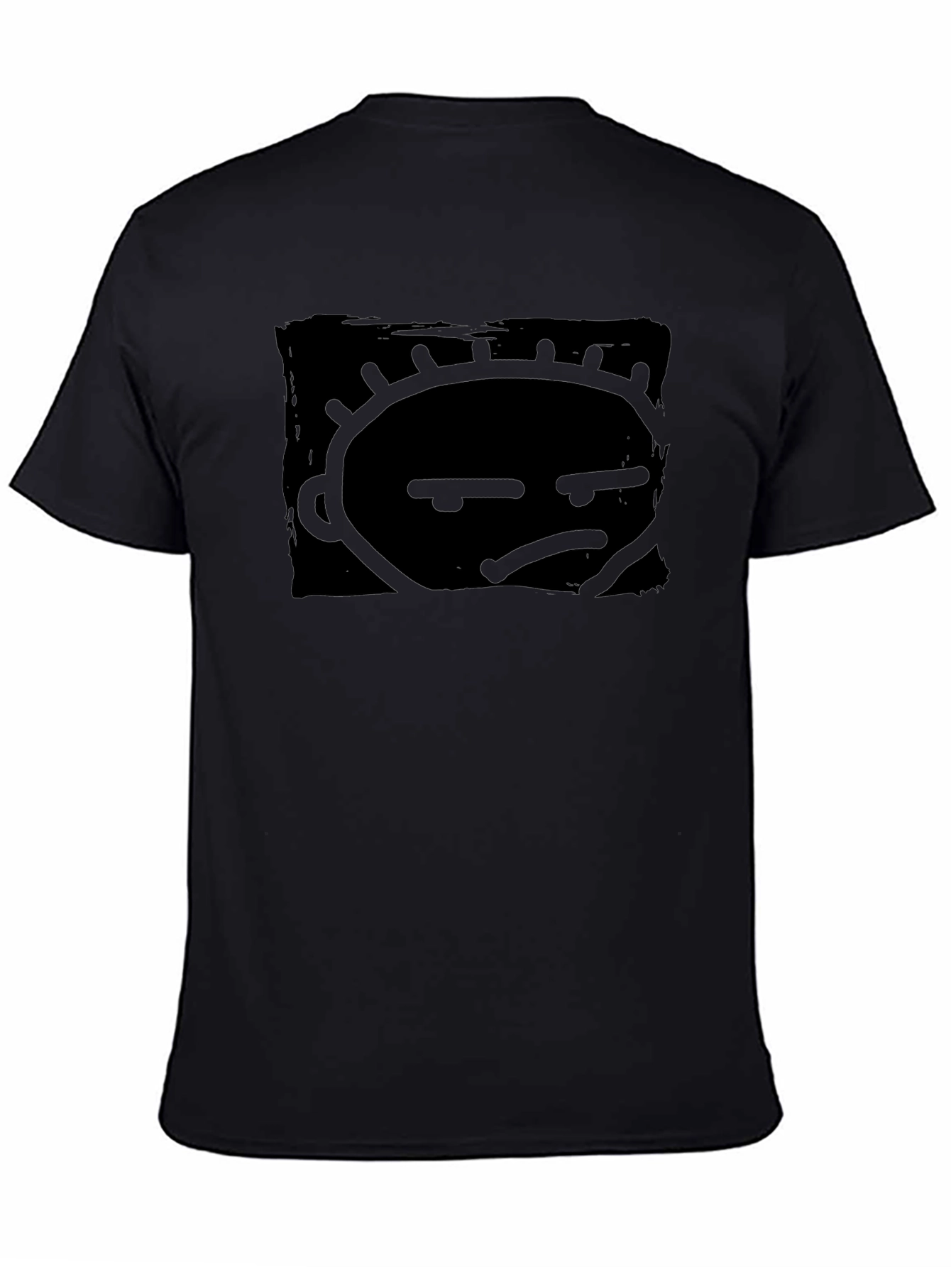 Grumpy Face Graphic Print Black T-Shirt
