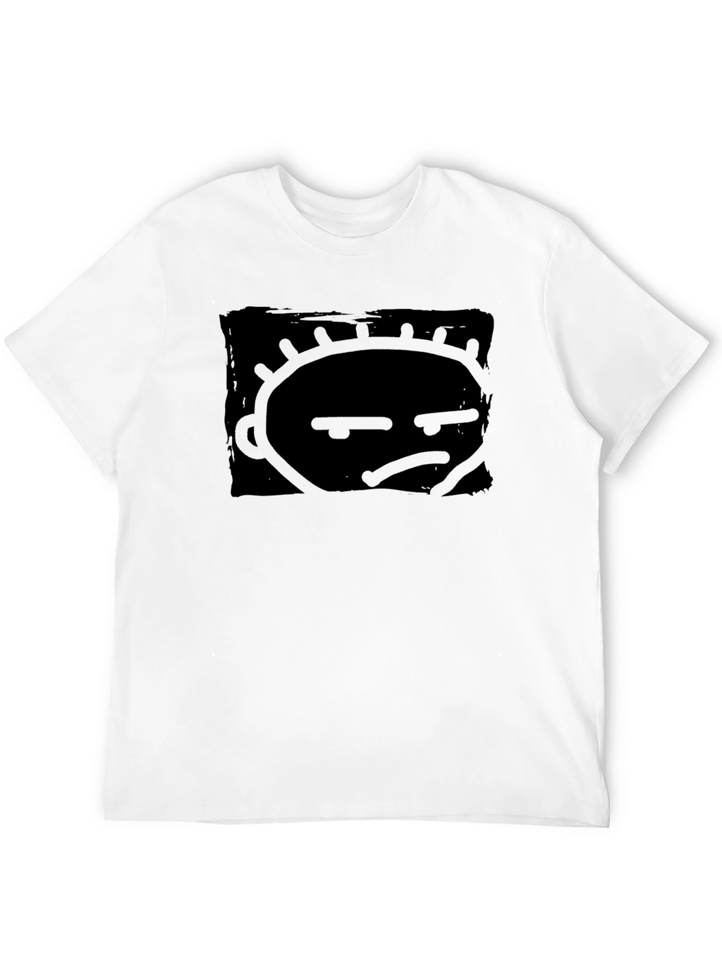 Grumpy Face Graphic Print Black T-Shirt
