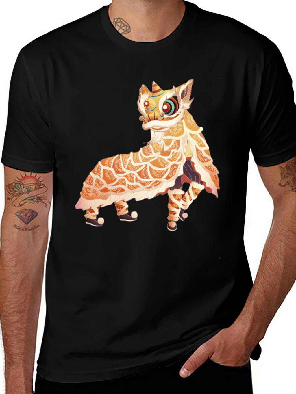 Lion Dance Graphic Tee - Black
