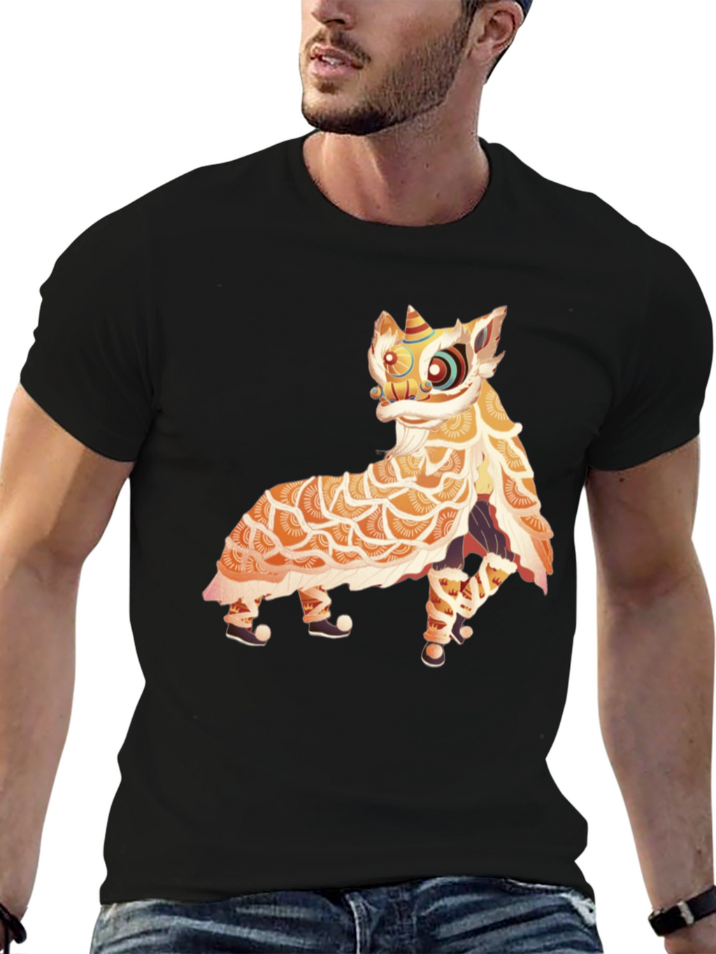 Lion Dance Graphic Tee - Black