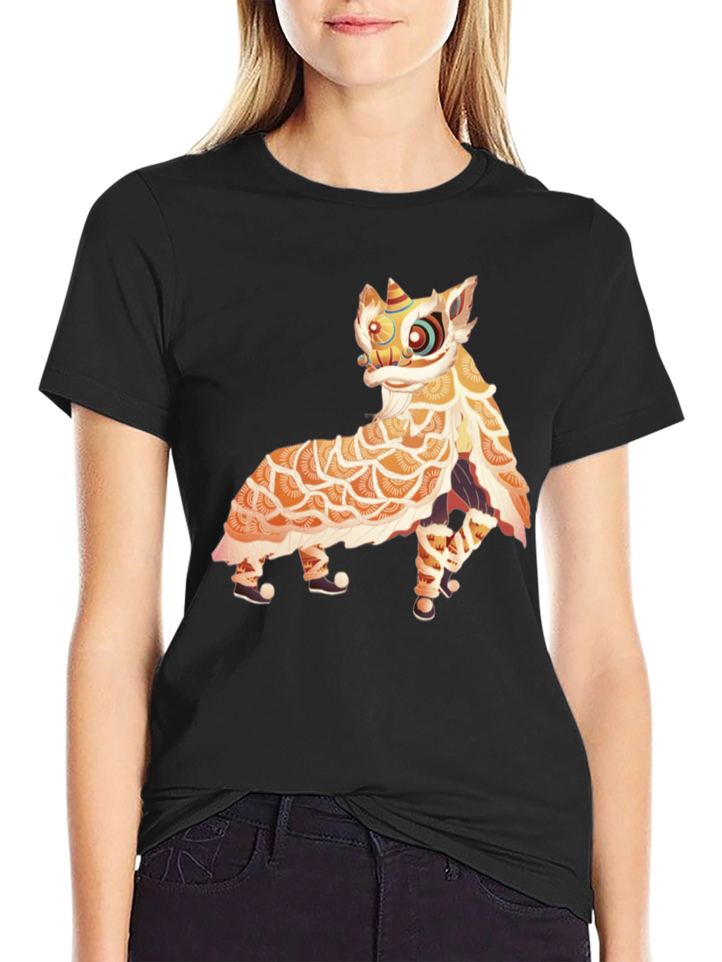 Lion Dance Graphic Tee - Black