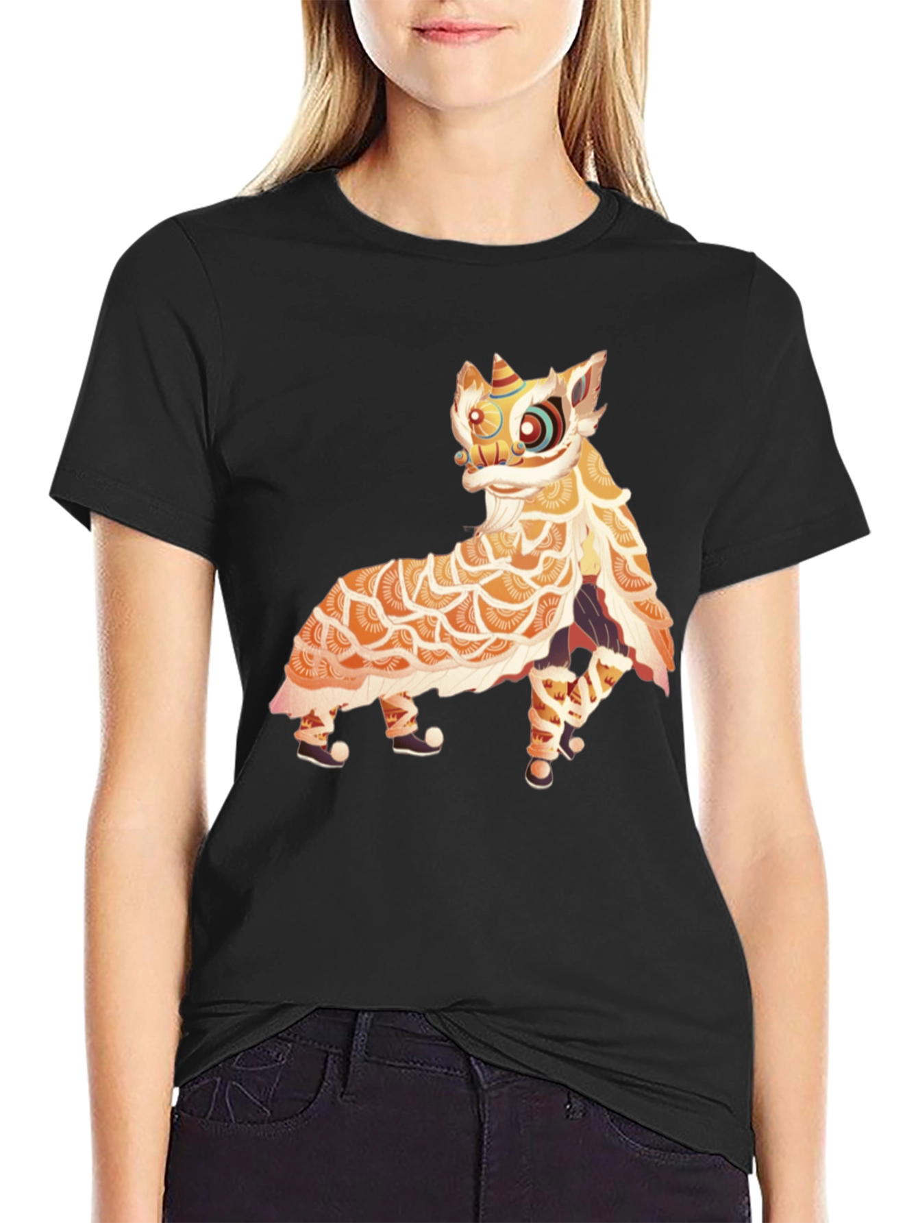 Lion Dance Graphic Tee - Black