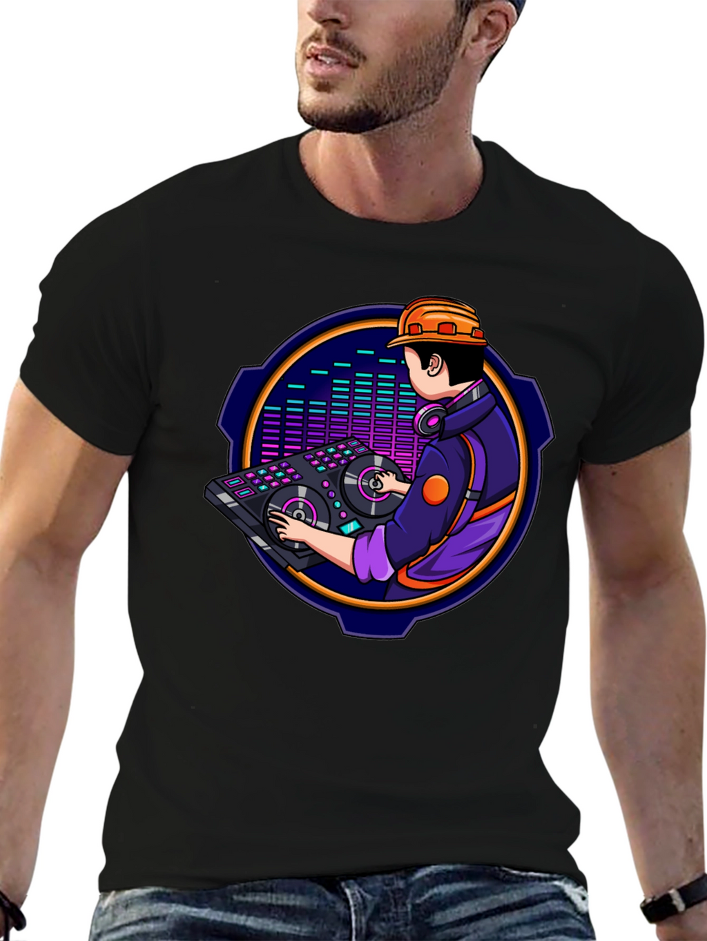 DJ Construction Worker Graphic Tee