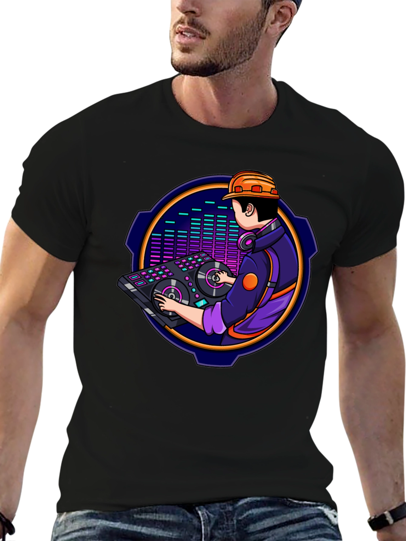 DJ Construction Worker Graphic Tee