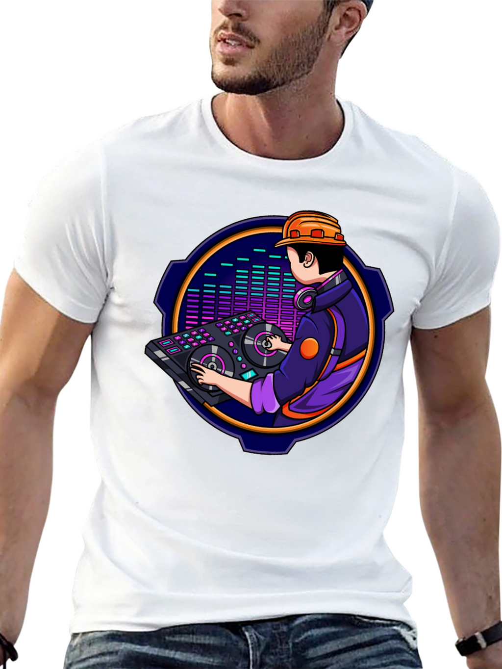 DJ Construction Worker Graphic Tee
