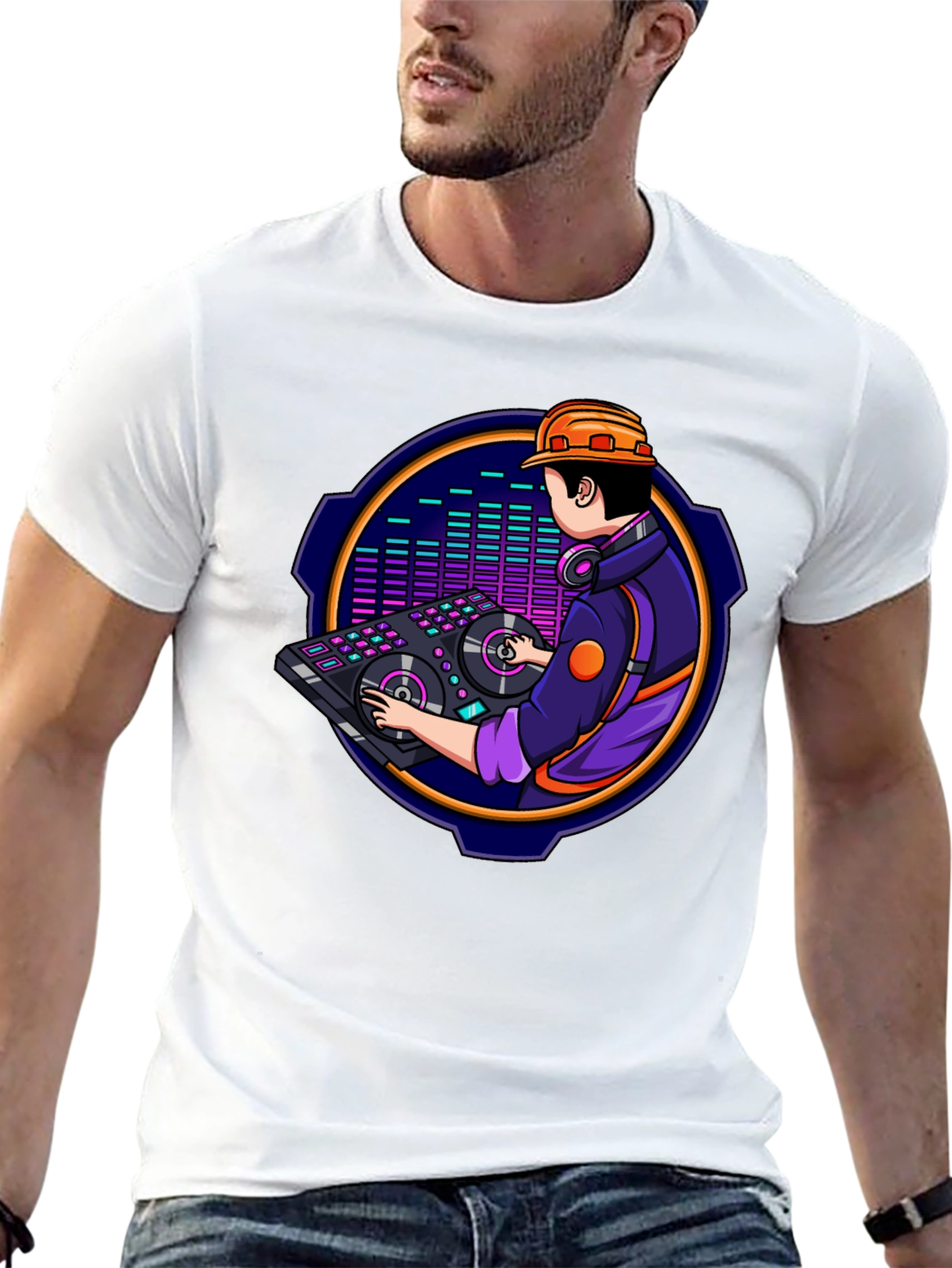 DJ Construction Worker Graphic Tee
