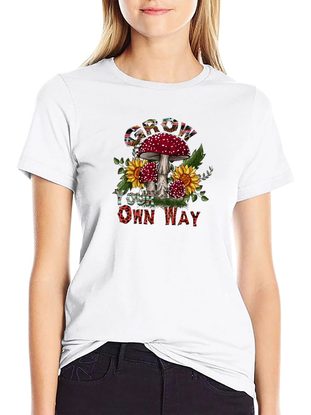 Mushroom Sunflower Graphic Tee