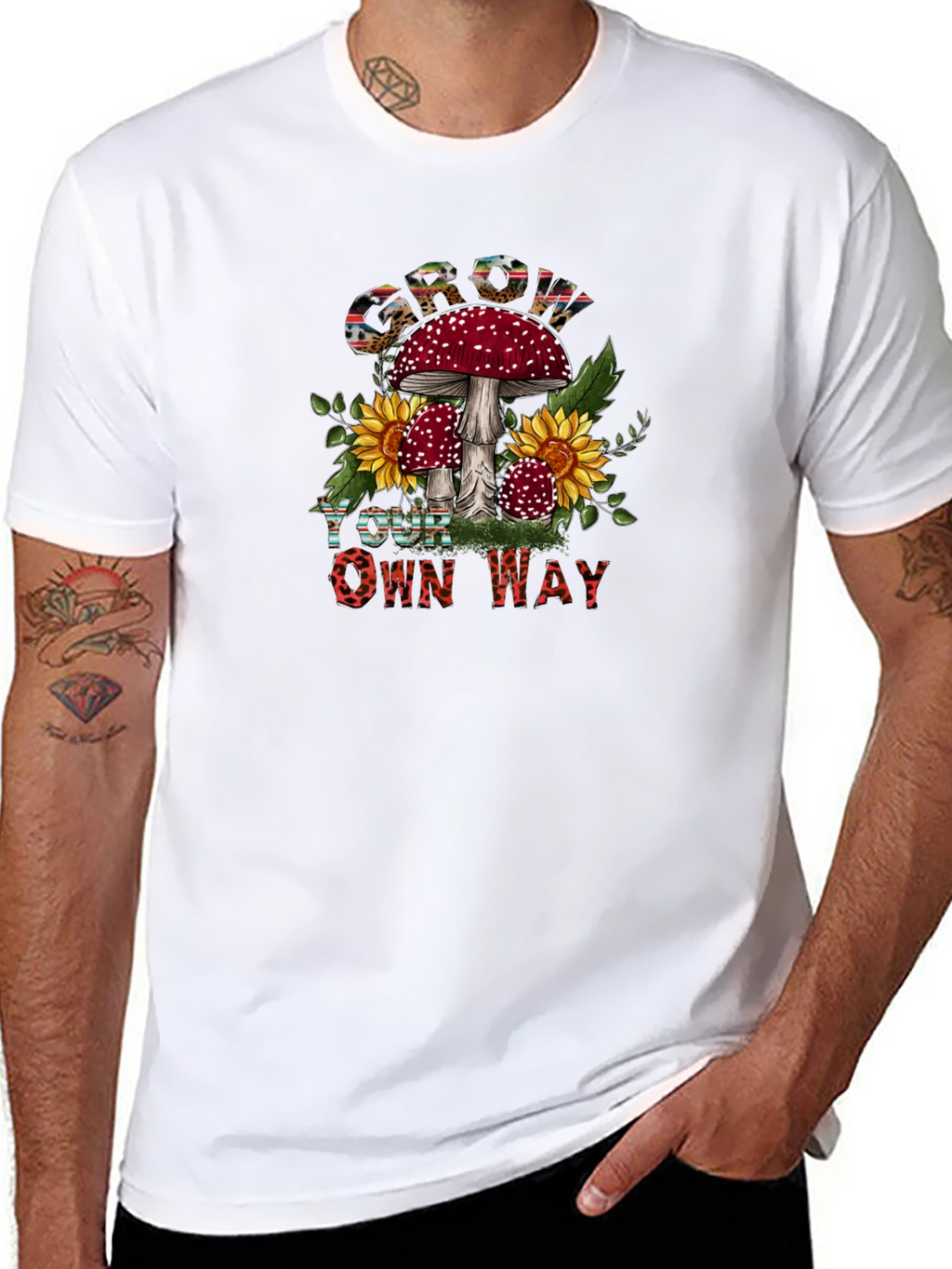 Mushroom Sunflower Graphic Tee
