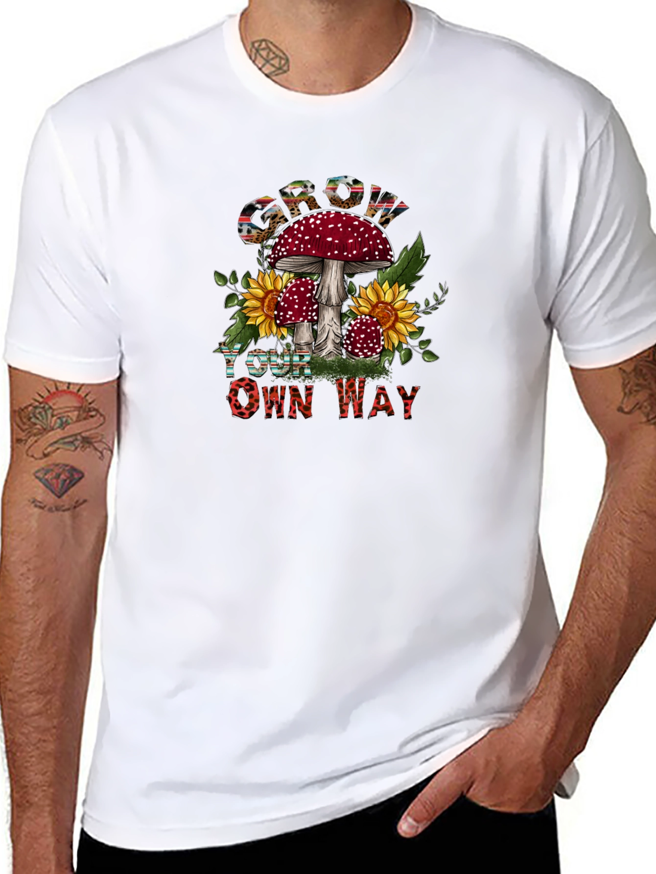 Mushroom Sunflower Graphic Tee